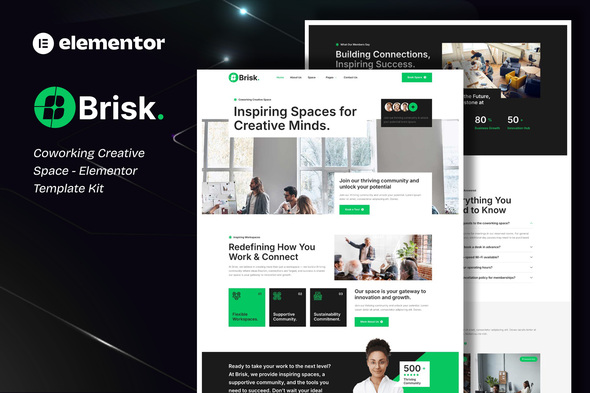 Brisk – Coworking Creative Space Elementor Template Kit – 0 Sold!