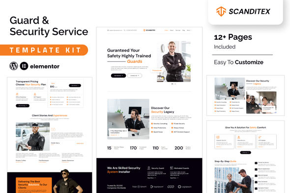 Scanditex – Security Agency & Bodyguard Elementor Template Kit – 0 Sold!