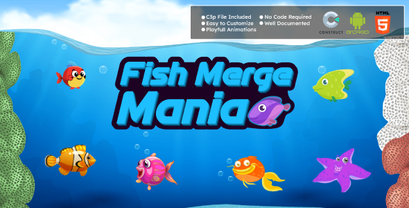 Fish Merge Mania - Puzzle Game | Merge Game | HTML5 and Android Game | Construct 3 Game