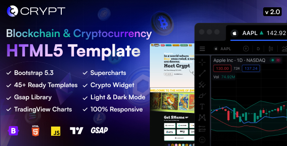 Crypt - Blockchain & Cryptocurrency HTML Landing Page and Exchange Dashboard