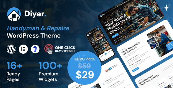 Diyer – Handyman and Repaire Service WordPress Theme – 0 Sold!