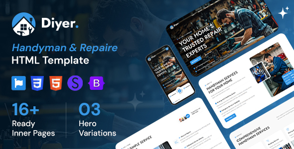 Diyer – Handyman and Repaire Service HTML Template – 0 Sold!