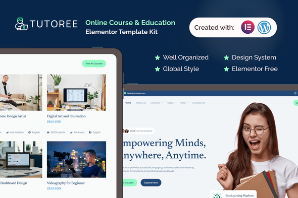 Tutoree - Online Course & Education Elementor Template Kit