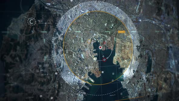 Satellite Radar Detected Modern Sea Port City using Spy Futuristic Technology