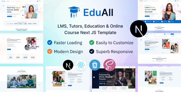 EduAll – Education & Online Course LMS Tutors React Next JS Template – 0 Sold!