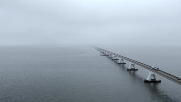 Aerial View of the Zeelandbrug Bridge the Longest Bridge in the Netherlands