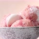 close up of three pink fruit ice cream balls - VideoHive Item for Sale