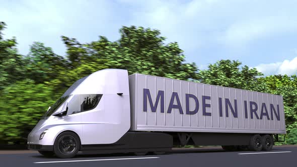 Modern Semitrailer Truck with MADE IN IRAN Text