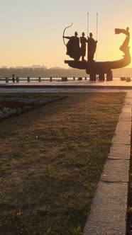 Monument To the Founders of the City in the Morning at Dawn