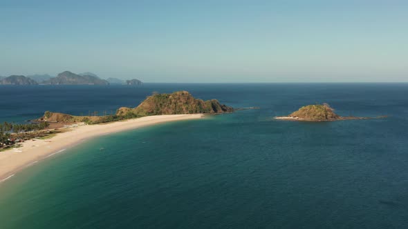 Wide Tropical Beach with White Sand View From Above