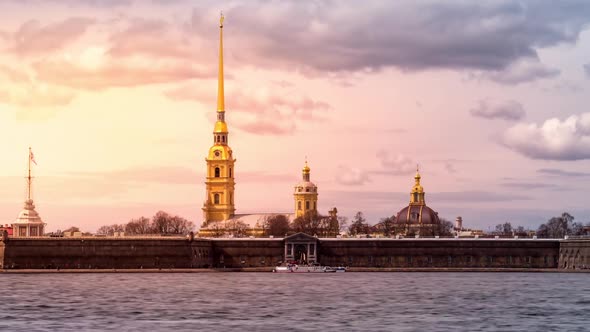 St. Petersburg Peter and Paul Fortress Violet Clouds