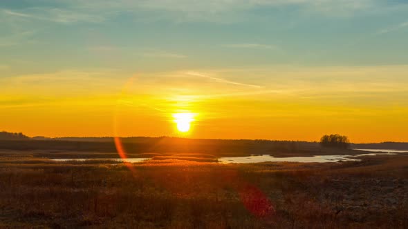 Sunset and Spring Landscape