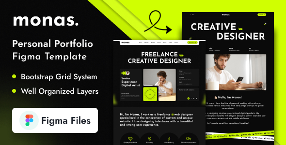 Monas – Personal Portfolio Figma Template – 0 Sold!