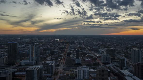 Sunset to Night Time Lapse of Fulton Market - Chicago - USA