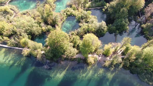 Aerial shot of Plitvice Lakes National Park (Plitvicka jezera) in Croatia,Europe