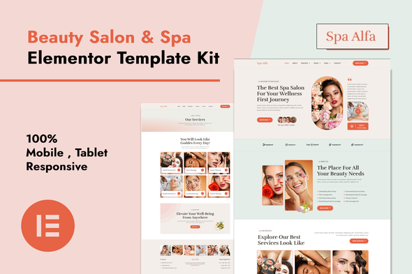 SpaAlfa – Beauty Salon & Spa Elementor Pro Template Kit – 0 Sold!