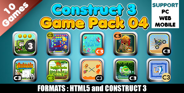 Game Collection 04 (Construct 3 | C3P | HTML5) 10 Games