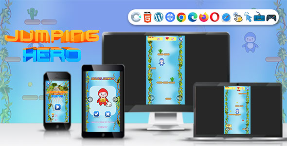 Jumping Hero Game (Construct 3 | C3P | HTML5) Jumping Game