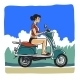 Girl Riding a Scooter - GraphicRiver Item for Sale
