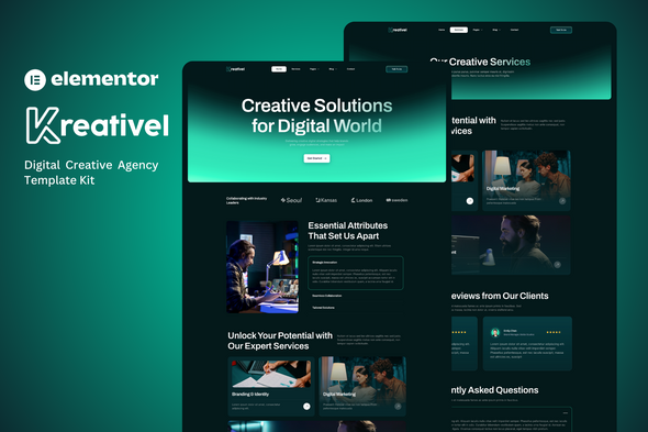 Kreativel – Creative Digital Agency Elementor Template Kit – 0 Sold!