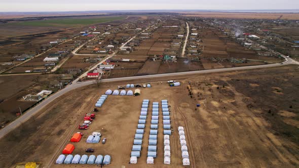 Refugee Camp with Many Shelter and Living Place Refugees From Ukraine