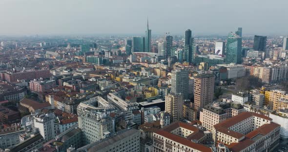 Aerial View of Milan City From Above Near Milan and Duomo Di Milano