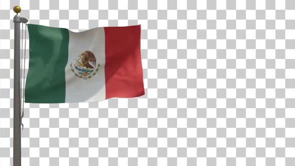 Mexico Flag / Mexican Flag on Flagpole with Alpha Channel - 4K