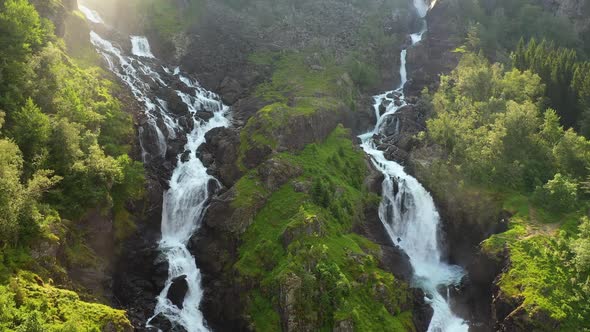 Latefossen Is One of the Most Visited Waterfalls in Norway and Is Located Near Skare and Odda