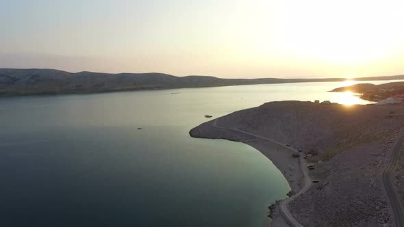 Beautiful sunset on the island of Pag, Croatia