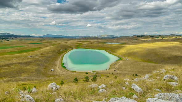 Vrazje Jezero  Devils Lake in Durmitor Between Wide Natural Green Meadows Near Zabljak Montenegro