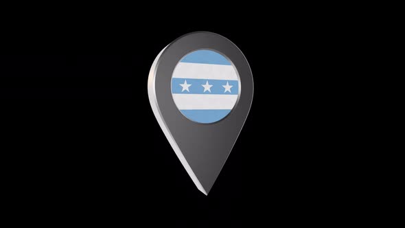 3d Animation Map Navigation Pointer With Flag Of Guayaquil (Ecuador) With Alpha Channel - 2K