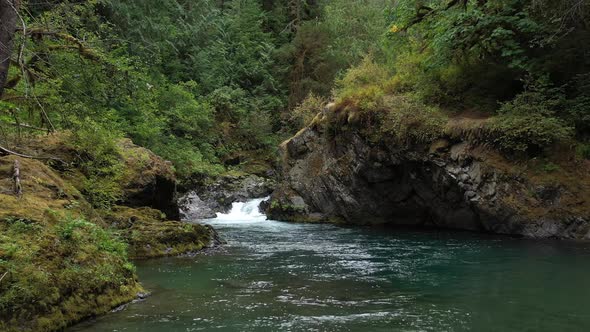 Nature river waterfall forest in the pacific northwest.