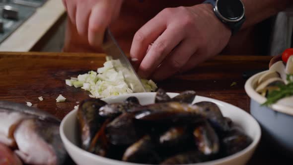 Process of mediterranean dish preparation.