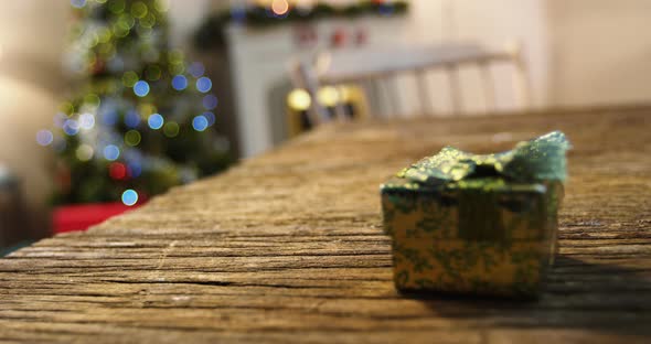 Christmas gift box on a table 4k