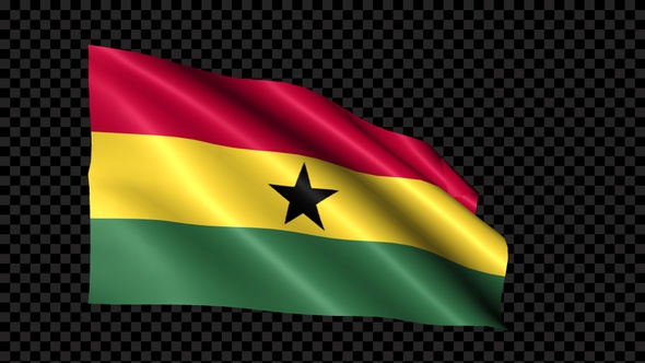 Ghana Flag Blowing In The Wind