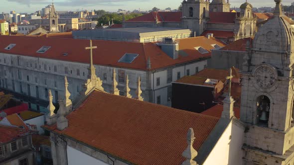 Porto in Portugal, aerial drone cityscape view 4k