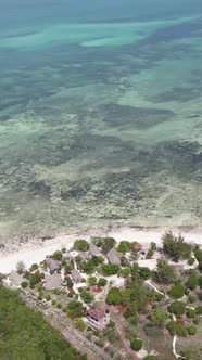 Tanzania  Vertical Video of Low Tide in the Ocean Near the Coast of Zanzibar Slow Motion