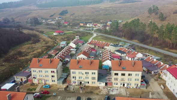 Aerial view of a Roma settlement in the village of Zehra in Slovakia