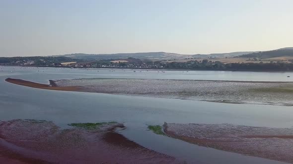 Lympstone estuary, scenic aerial footage.