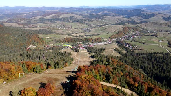 Aerial Landscape View of Autumn Carpathian Mountains