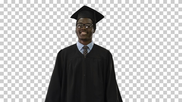 Happy African American Male Student in, Alpha Channel