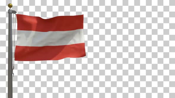 Austria Flag on Flagpole with Alpha Channel - 4K