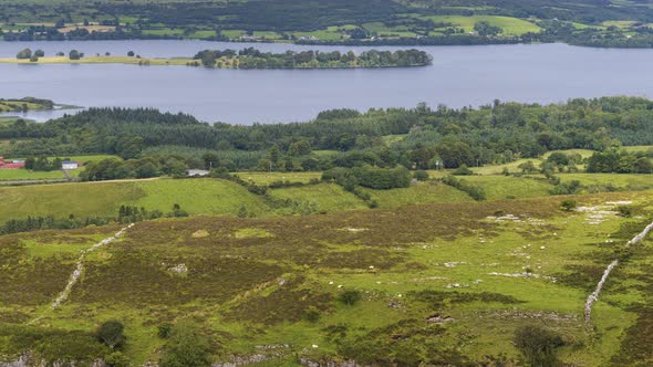 Time lapse of rural agricultural nature landscape during the day in Ireland.