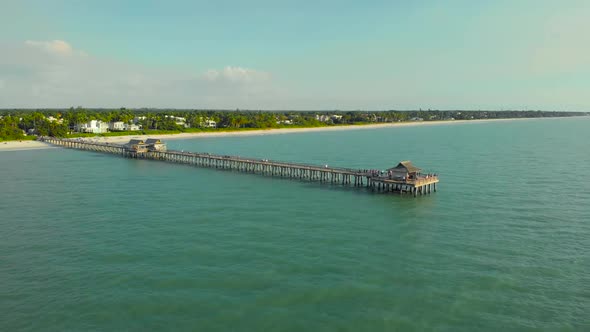 Sunset Over the Gulf of Mexico, Flying Above Pier