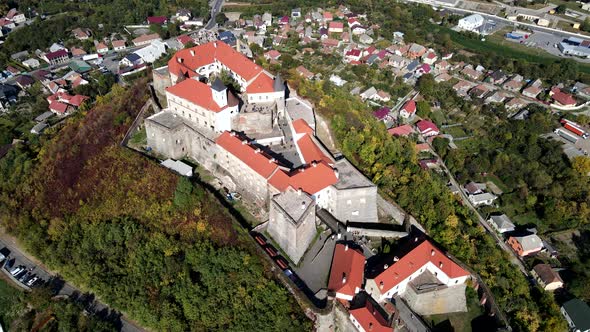 Aerial View of Palanok Castle in Ukraine