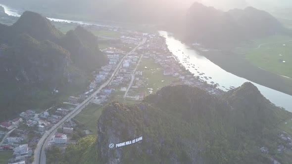 Upper View From Hill Top with Letters Past Town To River