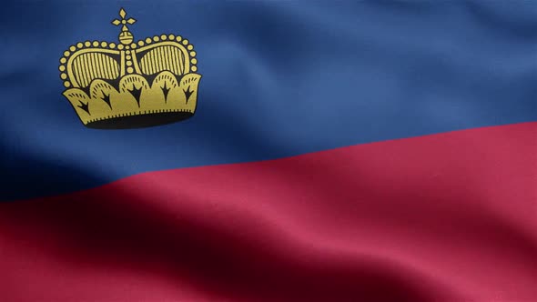 Liechtenstein Flag Seamless Closeup Waving Animation