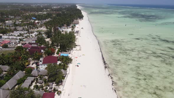 Aerial View of the Beach on Zanzibar Island Tanzania Slow Motion