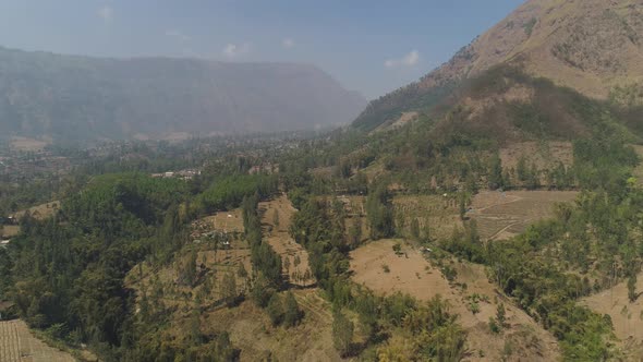 Mountain Landscape Farmlands and Village