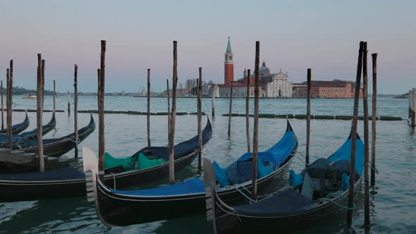 San Giorgio Island and Gondolas in Venice, Venezia Italy